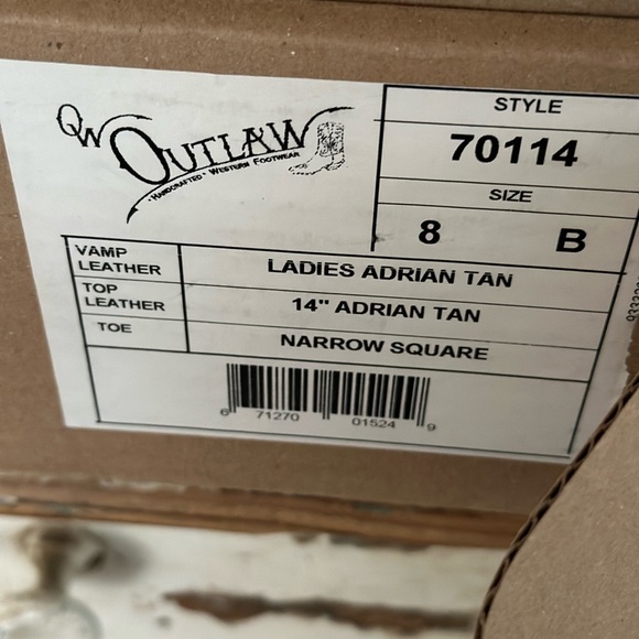 OUTLAW Cowboy Boots Brand New Ladies Adrian Tan sz. 8 - Picture 6 of 6